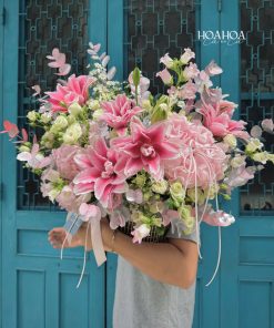 Blush Harmony – Giỏ Hoa Cẩm Tú Cầu Tone Hồng Giá Tốt | Hoa Hoa Lá Lá